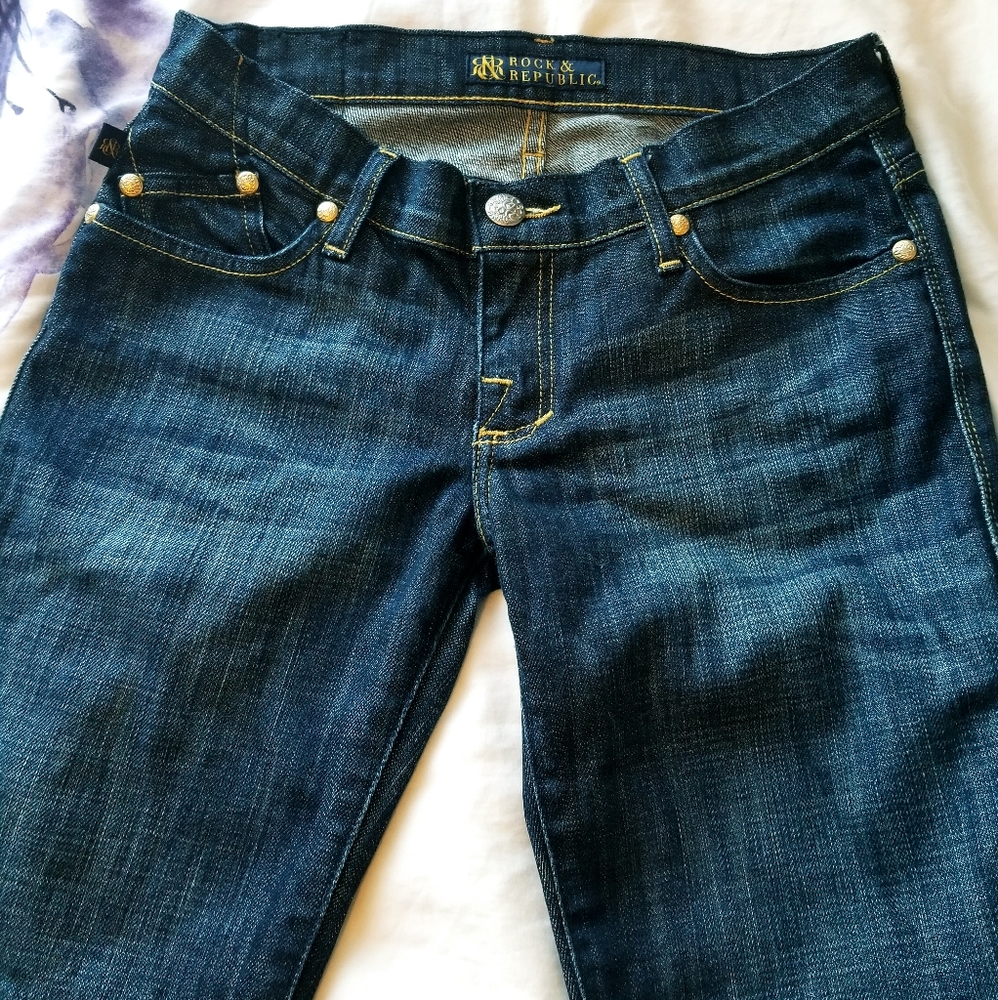 Rock & Republic Dark Blue Flare Jeans - Picture 2 of 11